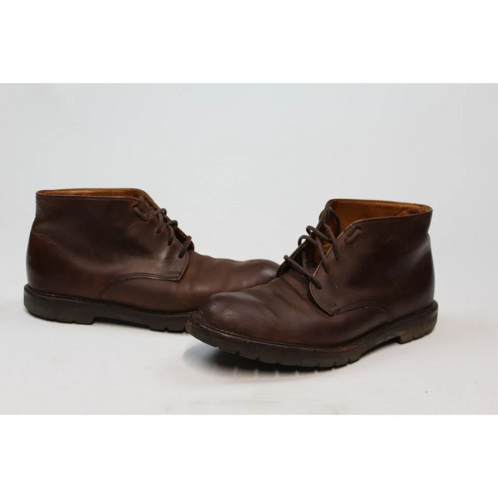 Vintage LL Bean Mens Brown Leather Lug Sole Chukka Boots Size 80 M 211433